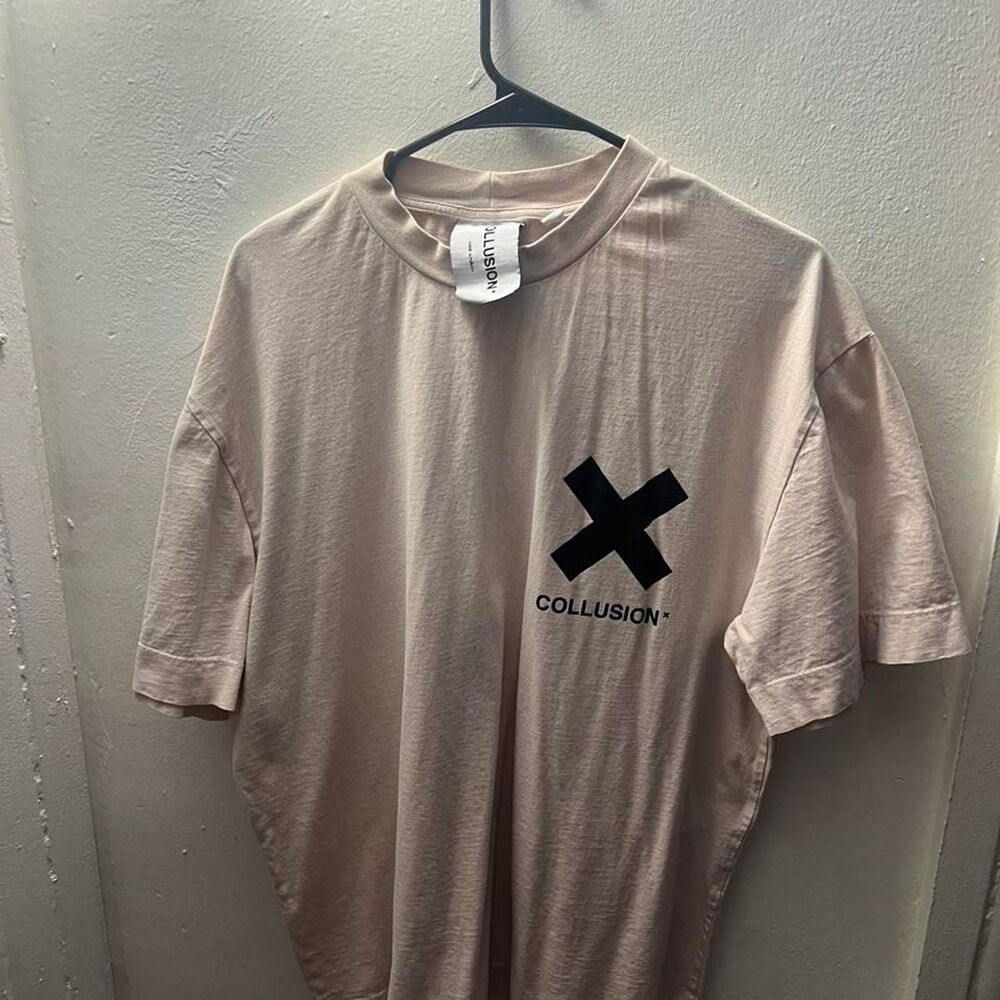 Collusion Men's Tan and Cream T-shirt